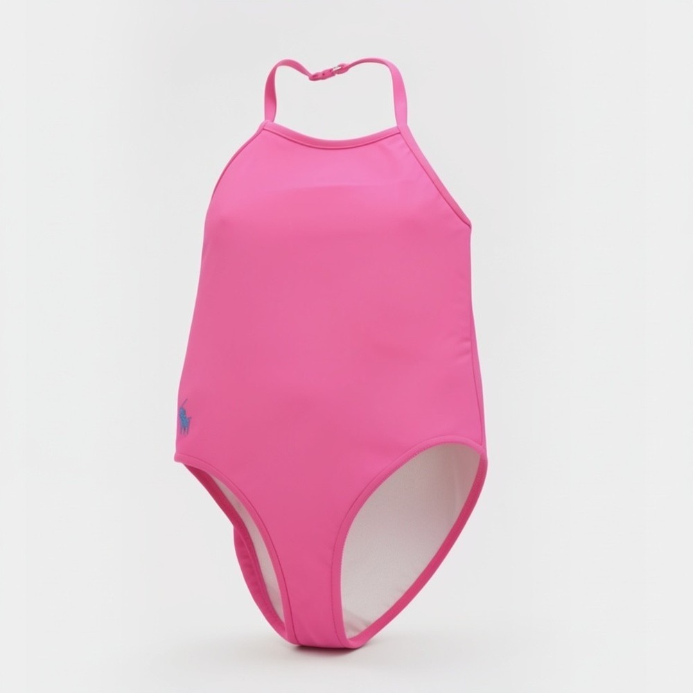Polo Ralph Lauren Girl's Bathing Suit Swimwear Swim II Halter Wild Rose 6X